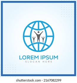 Plantilla De Logotipo Del Mundo Del Globo Humano En Diseño Moderno De Vector De Estilo Mínimo Creativo 