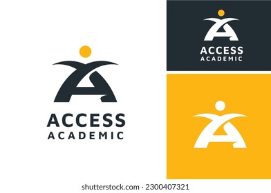 People Human with Initial Letter A and Bridge for Academic Access Community logo design
