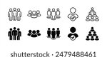 People, human, person thin line icon set. Containing participants, group, team, organization, community, population, audience, member. Vector illustration