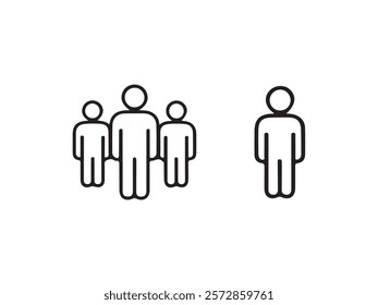 People, human, person thin line icon set. Containing participants, group, team, organization, community, population, audience, member.