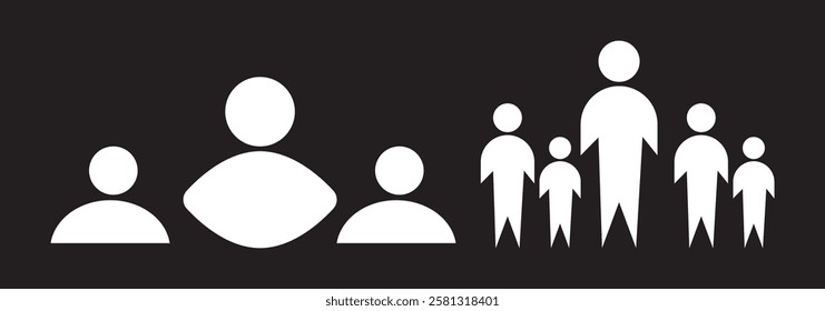 People, human, person thin line icon set. Containing participants, group, team, organization, community, population, audience, member. Vector illustration