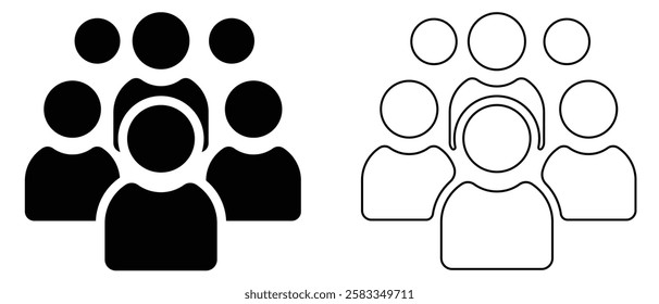 People, human, person thin line icon set. Containing participants, group, team, organization, community, population, audience, member. 
