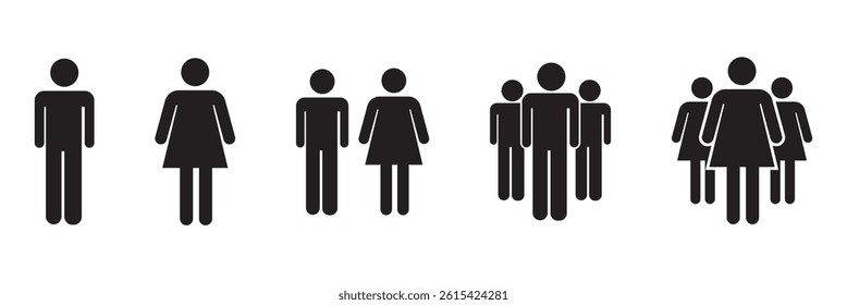 People, human, person thin line icon set. Containing participants, group, team, organization, community, population, audience, member. Vector illustration