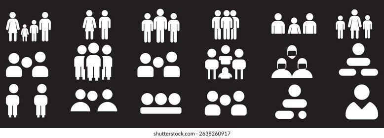 People, human, person thin line icon set. Containing participants, group, team, organization, community, population, audience, member. Vector illustration