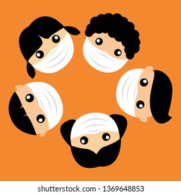 people with hygienic mask for protection air pollution and influenza virus