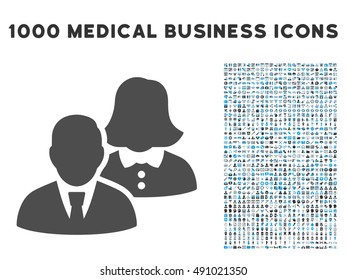 People Icon With 1000 Medical Commerce Gray And Blue Vector Pictograms. Set Style Is Flat Bicolor Symbols, White Background.