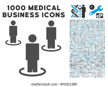 People icon with 1000 medical commerce gray and blue vector pictographs. Collection style is flat bicolor symbols, white background.