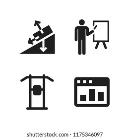 people icon. 4 people vector icons set. pull up bar, gravity and presentation icons for web and design about people theme