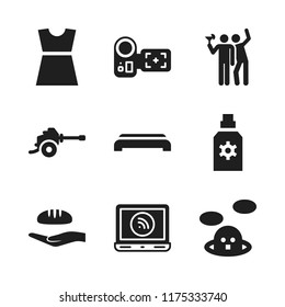 people icon. 9 people vector icons set. party, camcorder and gym step icons for web and design about people theme