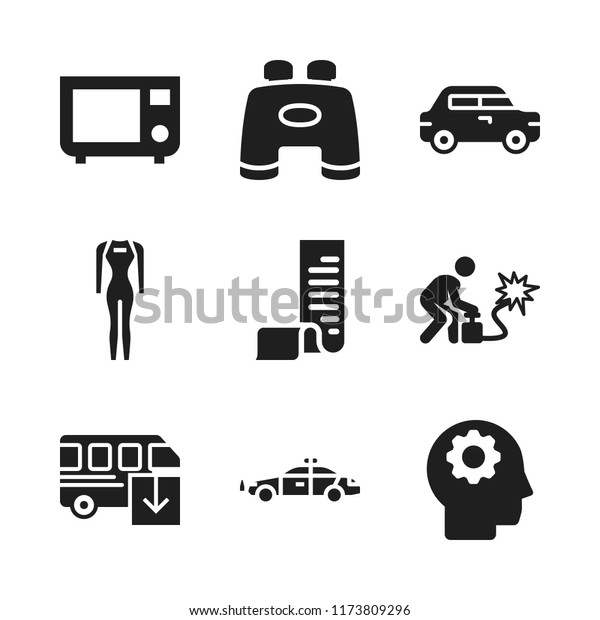 people icon. 9 people\
vector icons set. worker, car and bus icons for web and design\
about people theme