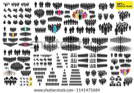 People Icon big set in trendy flat style. Persons symbol for your infographics website design, logo, app, UI. Crowd signs. Vector illustration. Isolated on white background