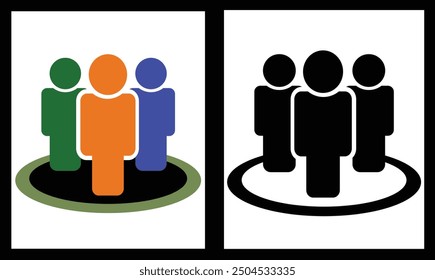 People icon with black-white and color variation. 