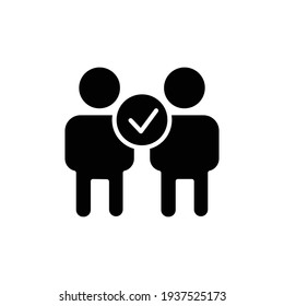 People icon with check. friendship. the icon can be used for application icon, web icon, infographic. Editable stroke. Design template vector