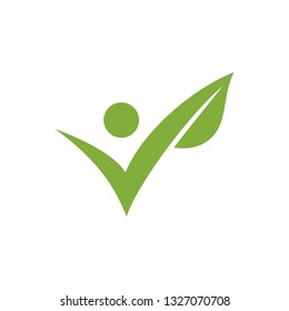 People icon with checklist and leaf for green logo