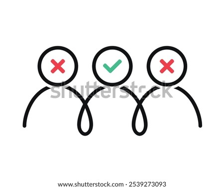 People icon with checkmark symbol. Vector illustration