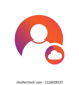 people icon with cloud symbol 