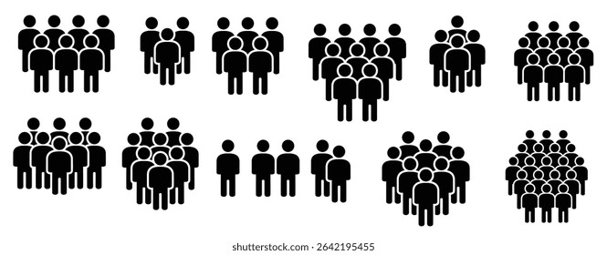 people icon collection group people crowd sign community symbol corporate social team signs