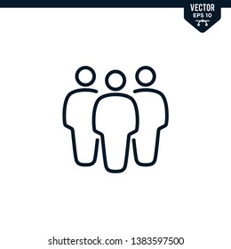 People icon collection in outlined or line art style, editable stroke vector