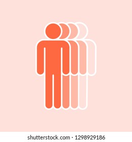 People icon. Crowd sign. Persons symbol. Four men stand with their hands down. The design graphic element is saved as a vector illustration in the EPS file format.