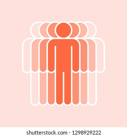 People icon. Crowd sign. Persons symbol. Seven men stand with their hands down. The design graphic element is saved as a vector illustration in the EPS file format.