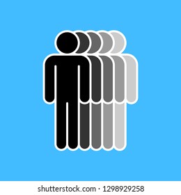 People icon. Crowd sign. Persons symbol. Five men stand with their hands down. The design graphic element is saved as a vector illustration in the EPS file format.