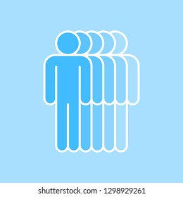 People icon. Crowd sign. Persons symbol. Five men stand with their hands down. The design graphic element is saved as a vector illustration in the EPS file format.
