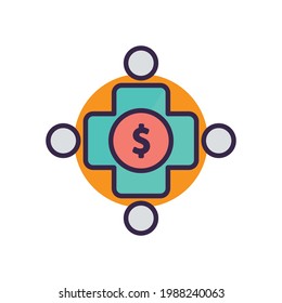 People icon with dollar. Business idea. Business symbol. lineal color style. editable stroke. Design vector illustration