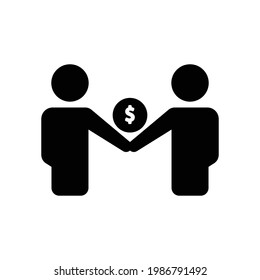 People icon with dollar. Handshake. Business symbol. simple illustration. Editable stroke. Design template vector