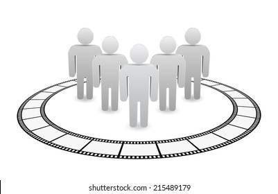 people icon with film strip round
