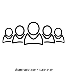 people icon, five persons, linear sign vector