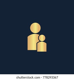 People icon flat. Simple gold pictogram on dark background. Vector illustration symbol