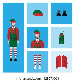 People Icon In Flat style Christmas Set ( Elf boy )