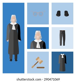 People Icon In Flat style, with Clothes and Icons ( Judge )