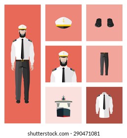 People Icon In Flat style, with Clothes and Icons ( Skipper )
