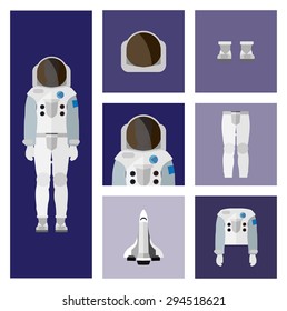 People Icon In Flat style, with Clothes and Icons ( Astronaut )