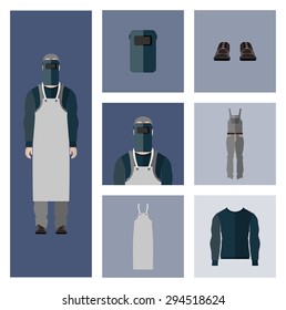 People Icon In Flat style, with Clothes and Icons ( welder )