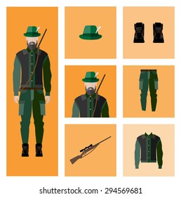 People Icon In Flat style, with Clothes and Icons ( 3 People )