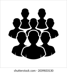 Menschen Symbol, Flaches Design. Benutzergruppennetzwerk. Unternehmensgruppe Symbol eines Mitglieds der Gemeinschaft. Geschäftsteam arbeitet. Vektorgrafik auf weißem Hintergrund.
