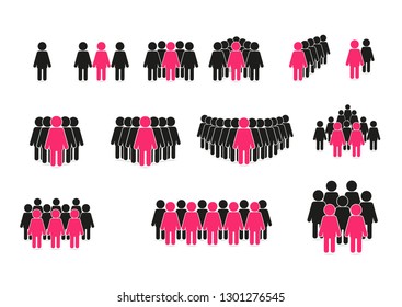 People Icon in flat style. Face symbol for your infographic site design, logo, application, user interface. Signs of the crowd and the concept of leadership for marketing.
