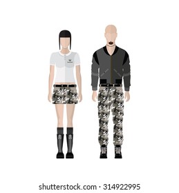 People Icon In Flat style ( Hooligan Couple )