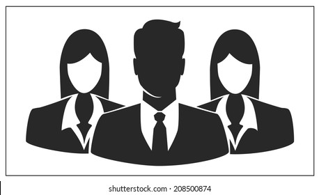 People icon, Group of business people with businessman leader on foreground 