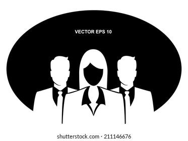 People icon, Group of business people with leader on foreground 