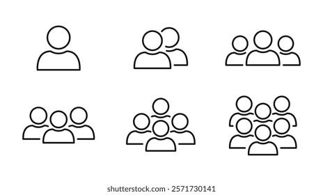 People icon. Group of people set line style. Perfect for group, team, organization, community, population, audience, member. Editable stroke