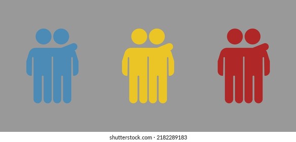 icono de personas, concepto de abrazo, ilustración vectorial