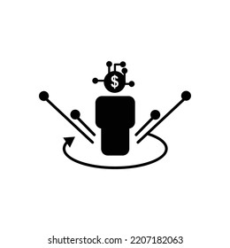 People icon illustration with dollar. icon related to fintech. Glyph icon style. Simple design editable