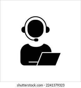 People icon illustration with headphone. glyph icon style. suitable for apps, websites, mobile apps. icon related to contact us. Simple vector design editable