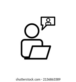 People icon with laptop. business man. line icon style. suitable for business icon. simple design editable. Design template vector