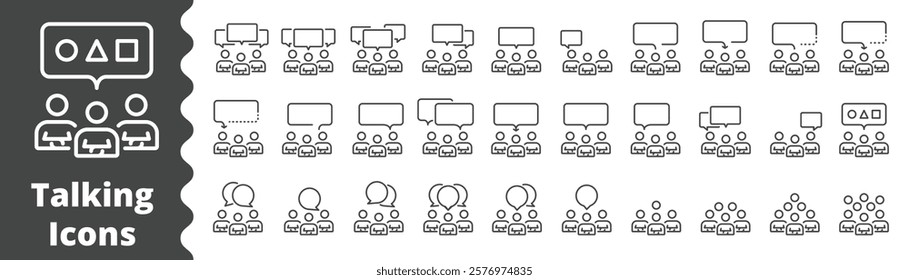 People Icon Line Work Group Team, Group People, Chat Box, Talking