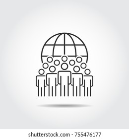 People Icon Line work group Team Vector 