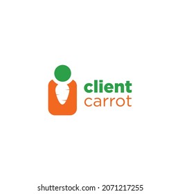 people icon logo with carrot.combination of people icon with carrot negative space.suitable for vegetable themed business identity